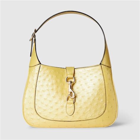 Gucci Jackie ostrich shoulder bag in pastel yellow 